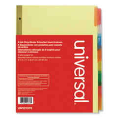 Universal Deluxe Extended Tab Indexes, 8-Tab, 11 x 8.5, Buff, 6 Sets