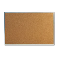 Cork Bulletin Board, 36" x 24", Tan Surface, Satin Aluminum Frame
