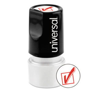 Universal Round Message Stamp, CHECK MARK, Pre-Inked/Re-Inkable, Red